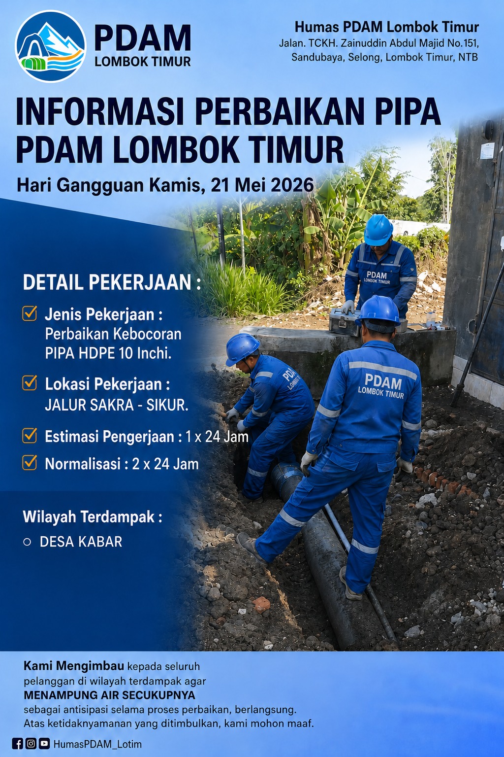 PERBAIKAN KEBOCORAN WILAYAH CABANG SAKRA