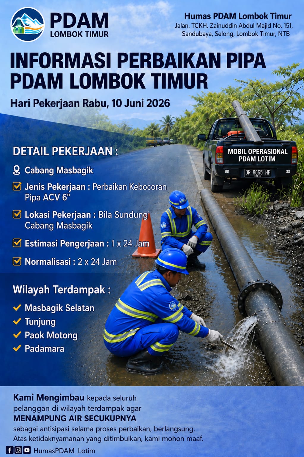 PERBAIKAN KEBOCORAN WILAYAH MASBAGIK