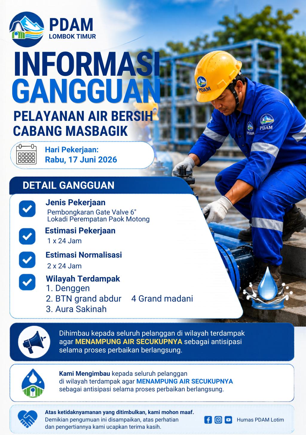 PERBAIKAN POMPA AIR WILAYAH MASBAGIK