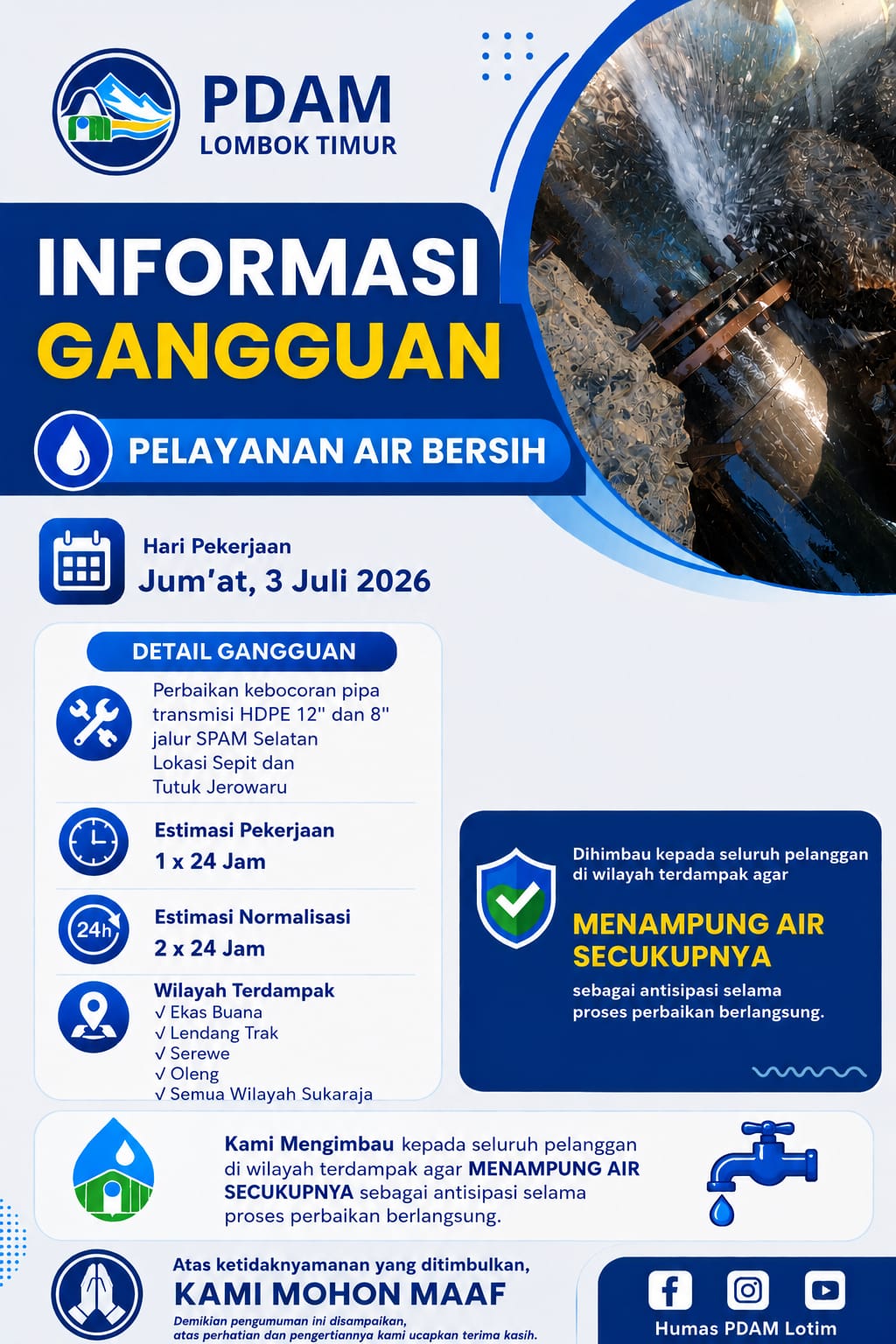 PERBAIKAN POMPA AIR WILAYAH JEROWARU