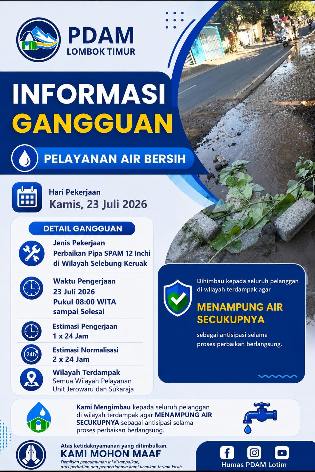 PERBAIKAN PIPA WILAYAH KERUAK