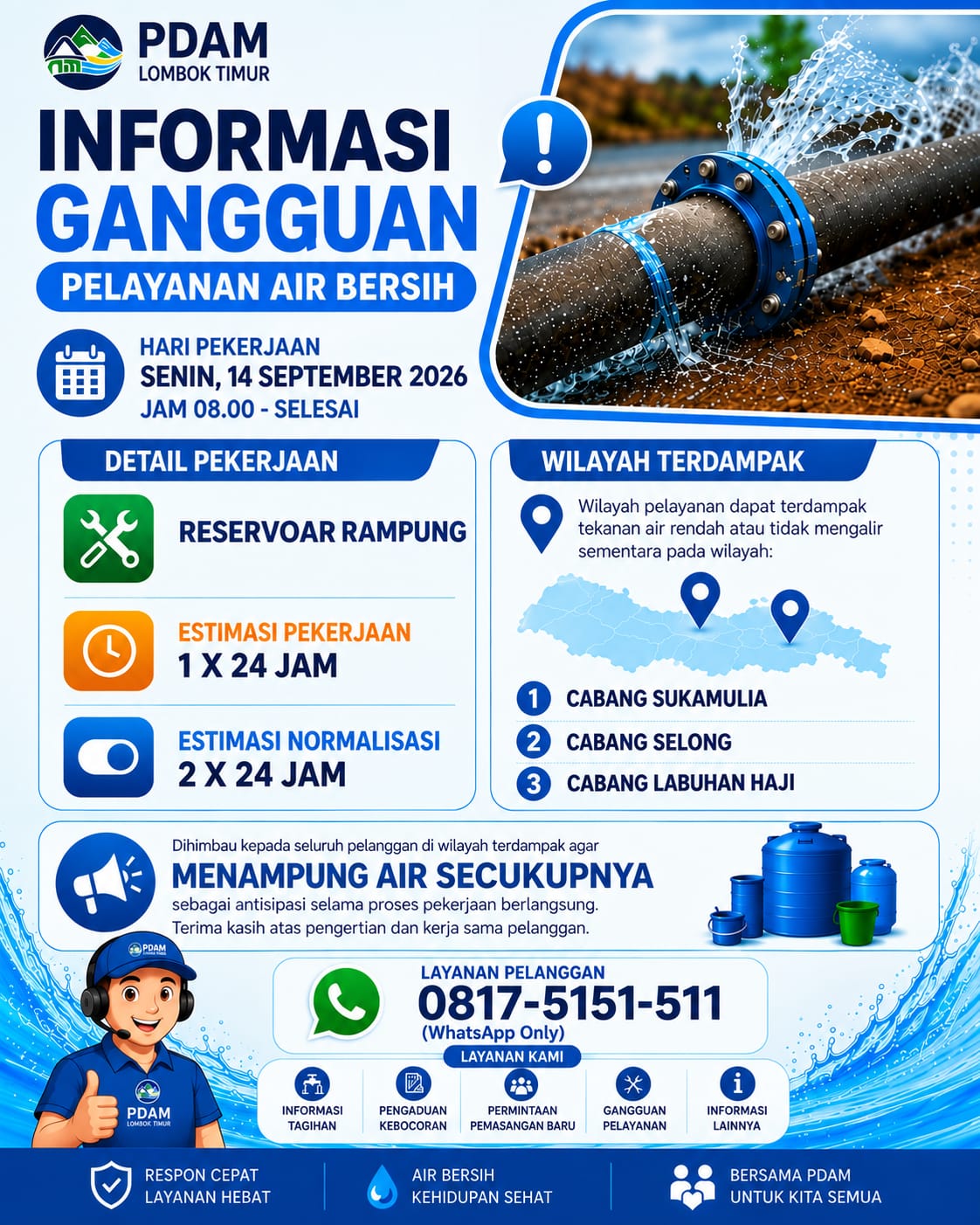 PERBAIKAN POMPA RESERVOAR WILAYAH REMPUNG