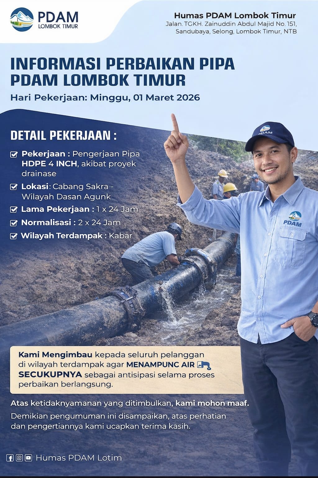 PERBAIKAN KEBOCORAN WILAYAH CABANG SAKRA