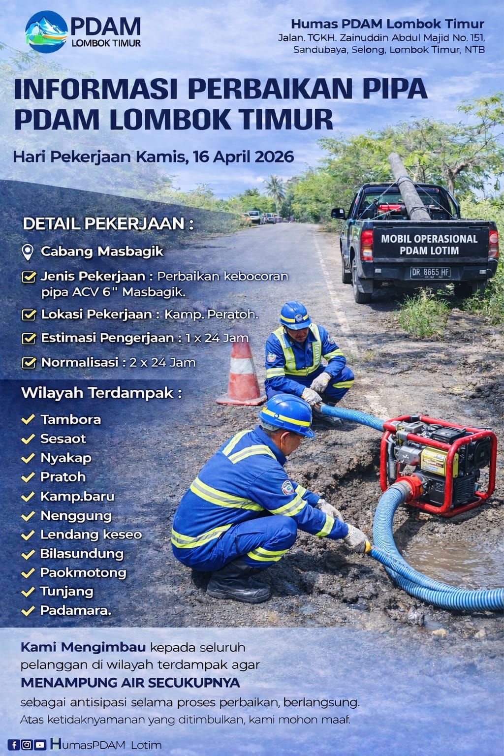 PERBAIKAN KEBOCORAN WILAYAH MASBAGIK